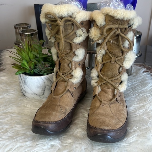 The North Face Tan Primaloft Lace Up Shearling Lining Winter Boots Size 9 - Picture 4 of 15